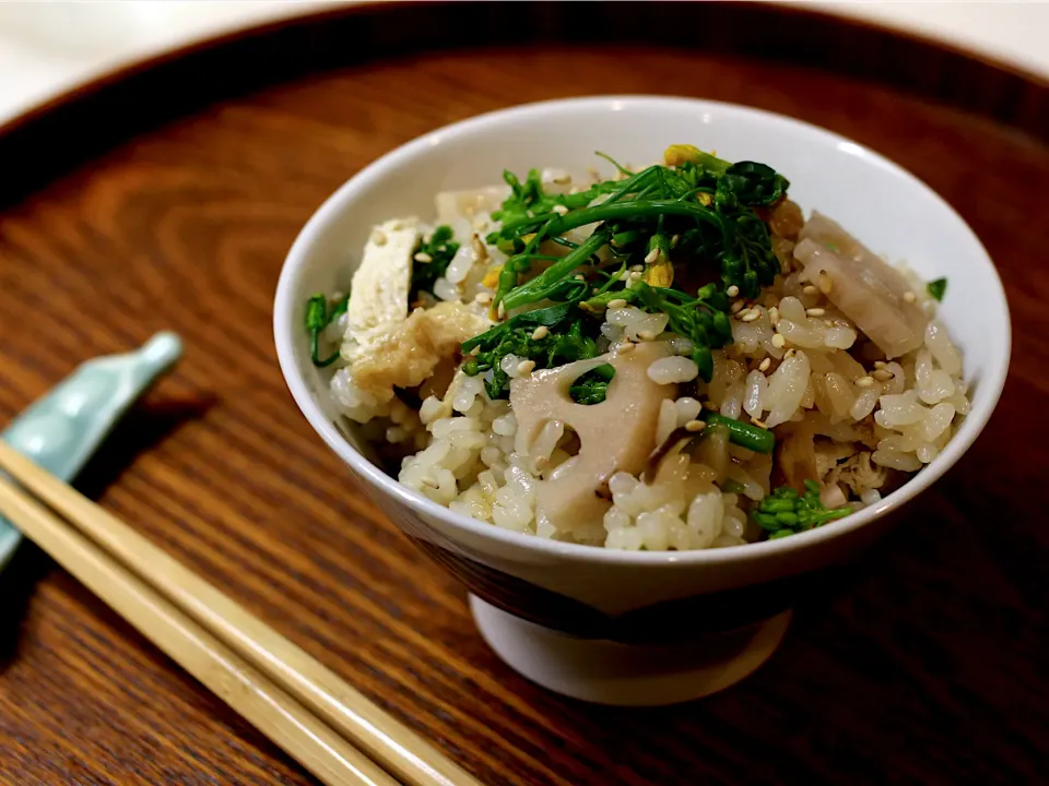 菜の花とれんこんの炊き込みご飯|sono.kさん