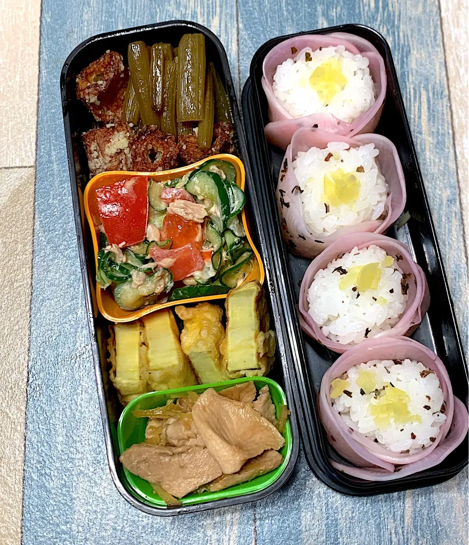4/22ピンク椿弁当💖|みっこちゃんさん