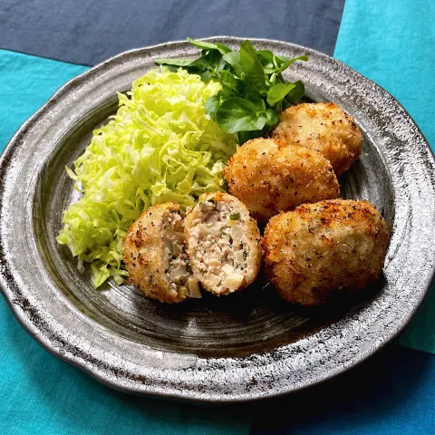 「白だしゴールド」を使ってみたSnapdishの料理・レシピ写真:おだし香る 筍メンチカツ