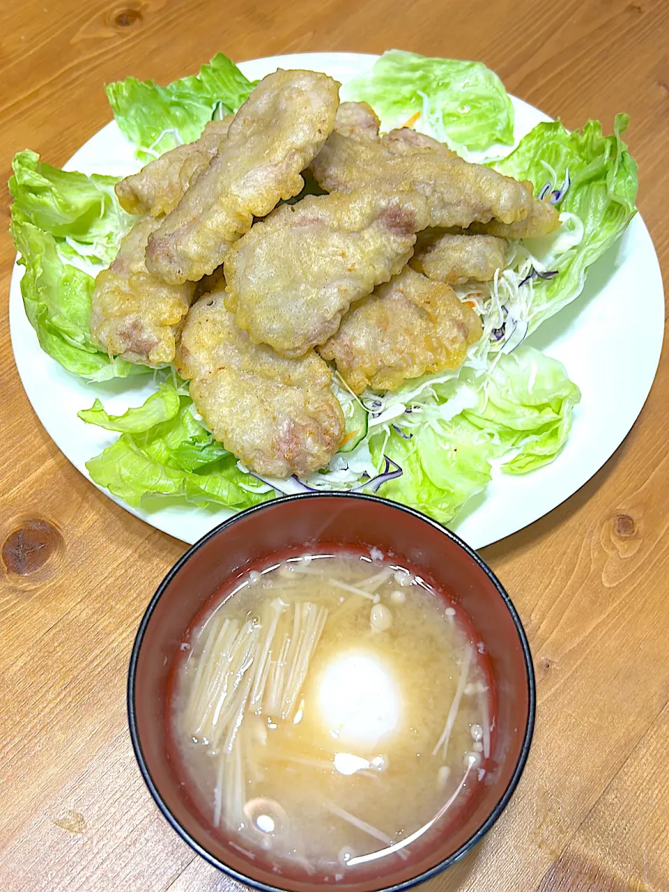 今日の晩ごはんです。豚天|地蔵菩薩さん