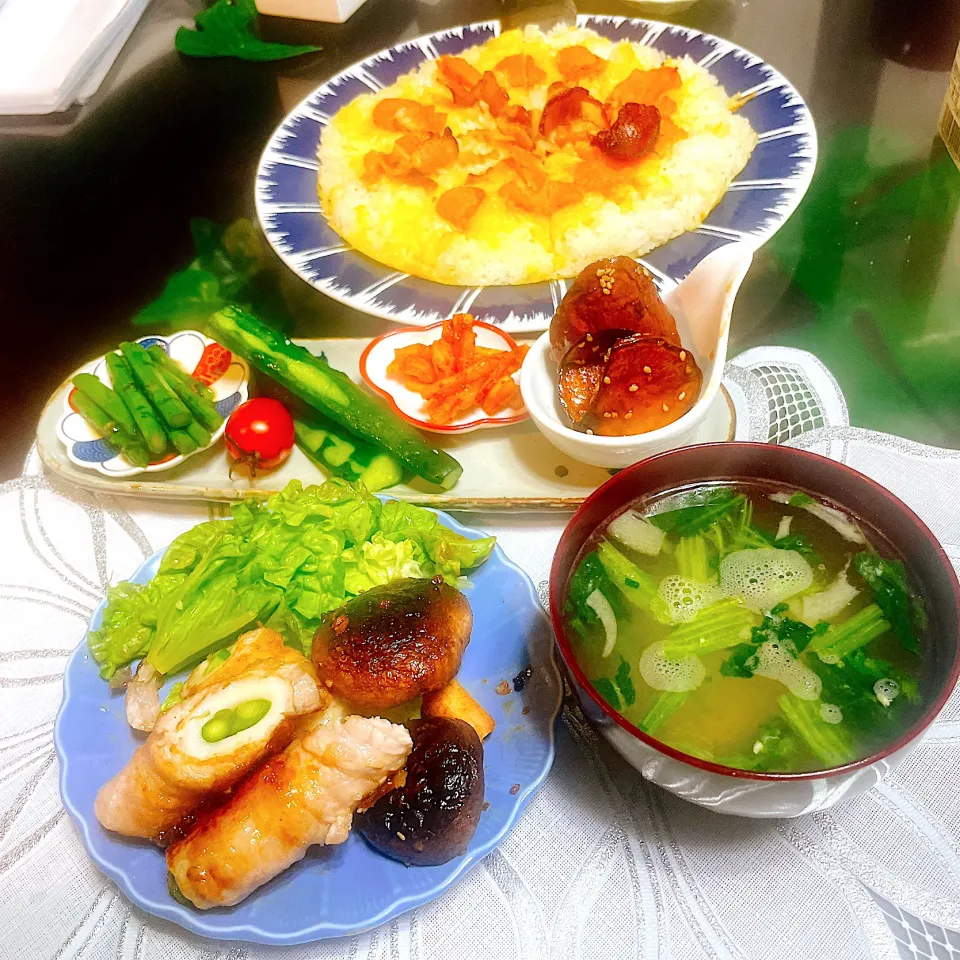 明太子と燻製ベーコンのライスピザ|Reikoさん