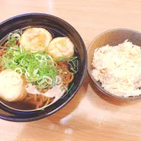 南海そばのたこ焼き蕎麦とかやくご飯|karyou bingaさん