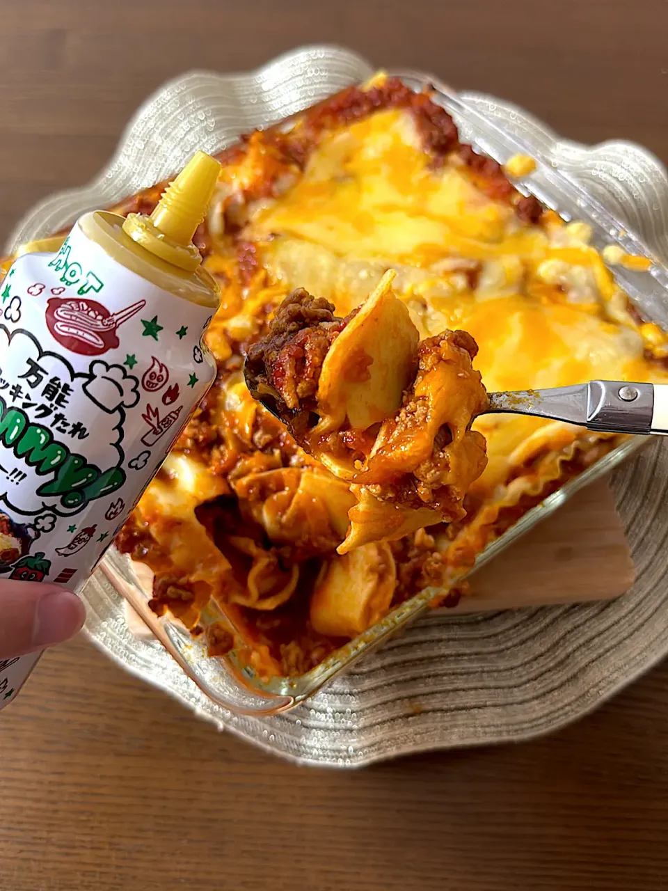 ラザニアにピュッと味変コリアンホット✨|いっちゃんさん