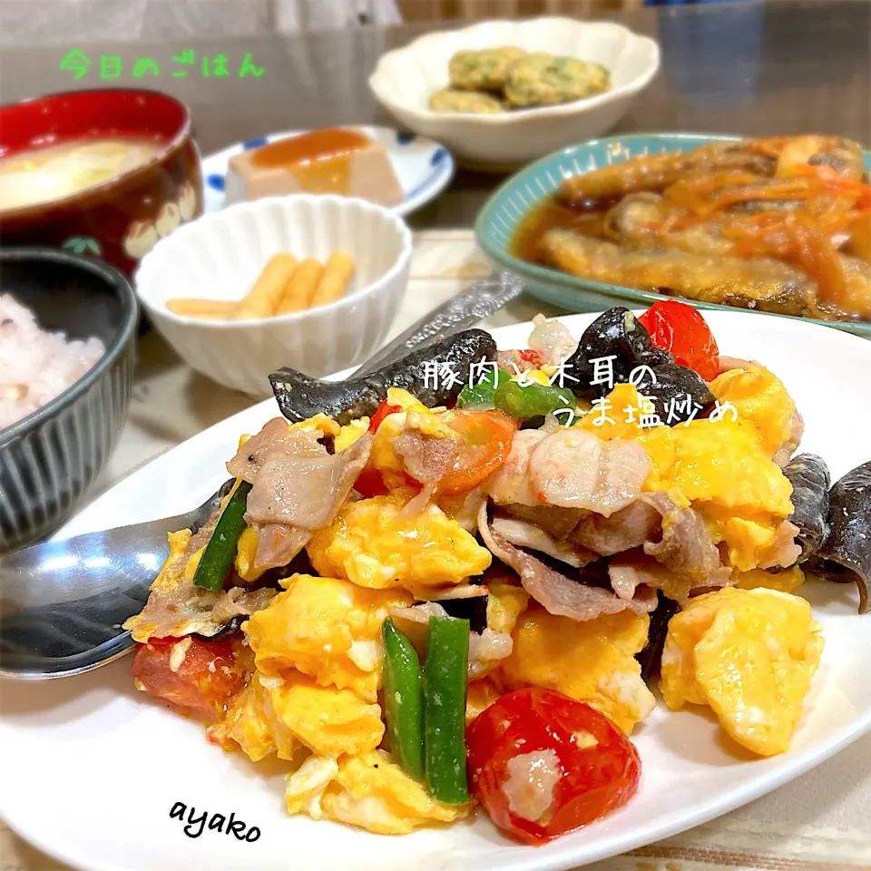 豚肉と木耳のうま塩炒め|亜矢子さん