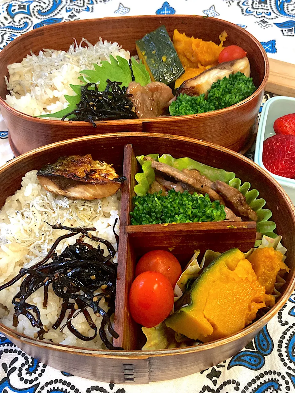 豚肉の甘辛炒めと塩サバ弁当|リラさん