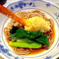 エビ天ぷらとニラ蕎麦|タマチャンフーズさん