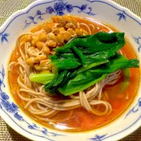 ワサビ納豆とニラ蕎麦| タマチャンフーズさん