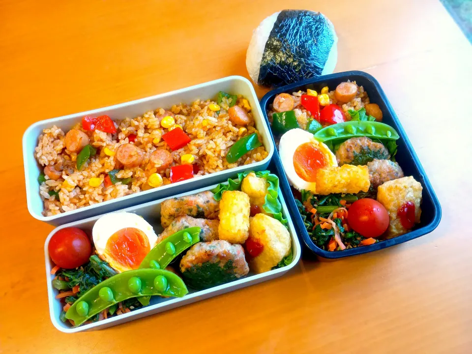 次男・私弁当&おにぎり|tamagomagomagoさん