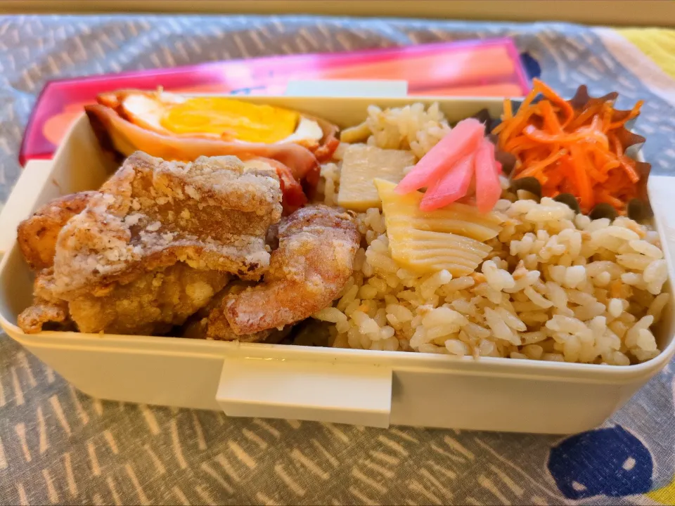 筍ご飯唐揚げ弁当|まゆみさん