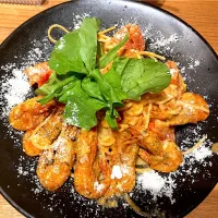 あるでん亭　甘エビのトマトクリームスパゲッティ|よだみなさん