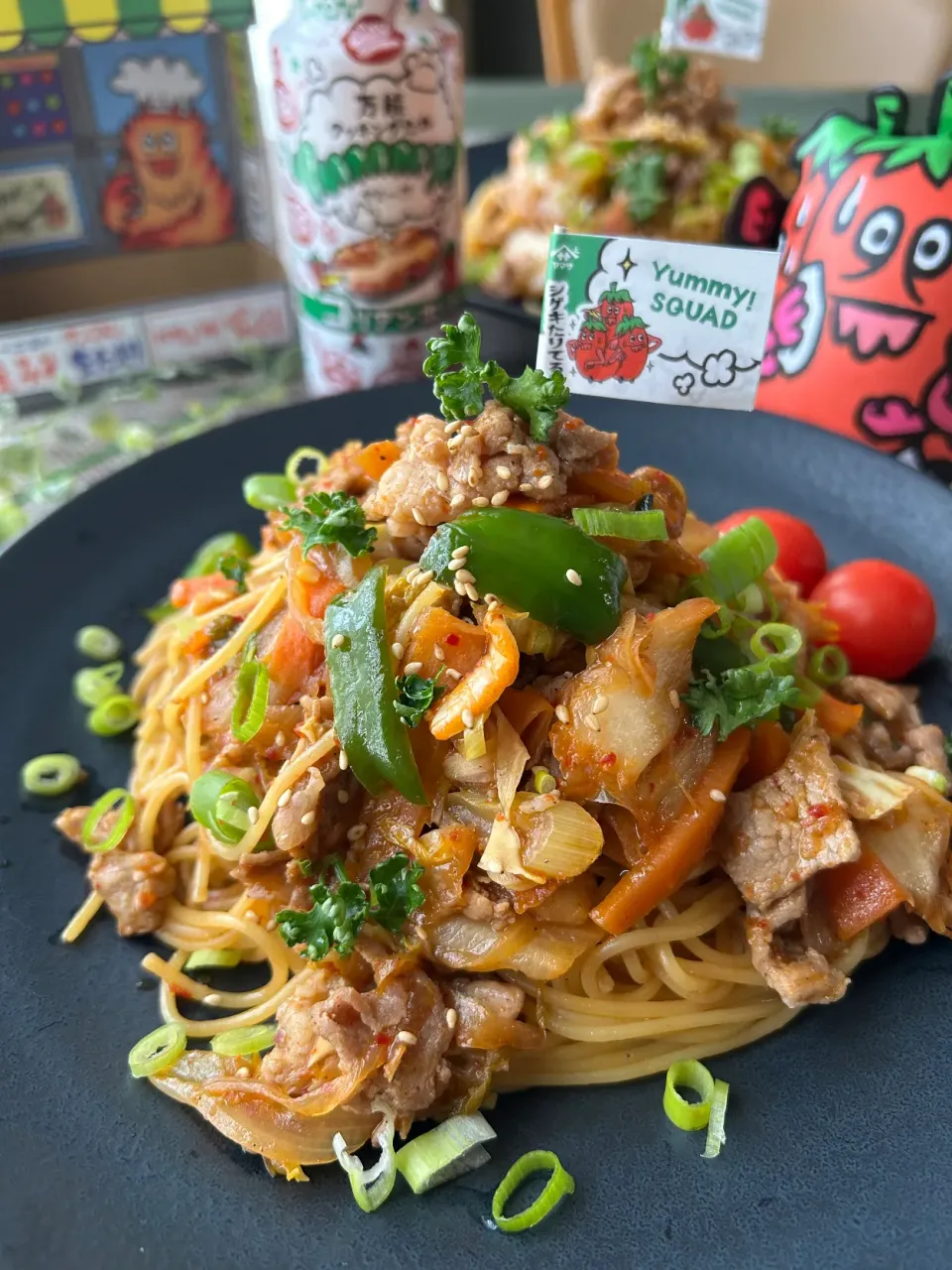 Yummy!コリアンホット de 豚肉とキムチのパスタ|まなまな♡さん