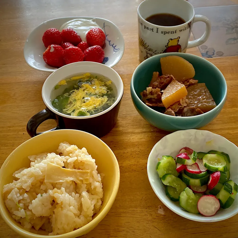 たけのこご飯の朝ごはん|もえさん