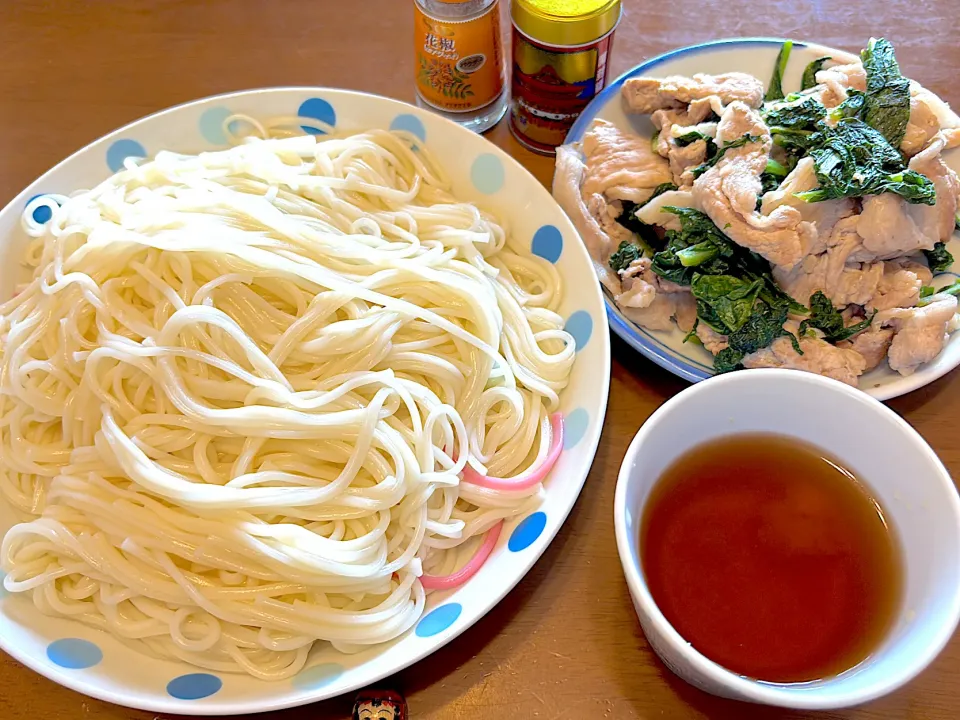 冷麦と豚肉カブの葉炒め|masaさん
