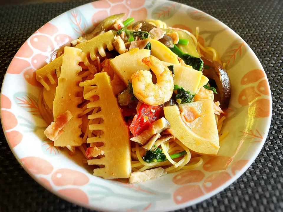 筍と海老の柚子胡椒パスタ🌿|cocoaさん