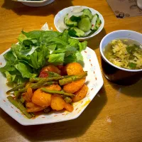 エビマヨと、きゅうりと大根の浅漬けと、たまごスープ|もえさん