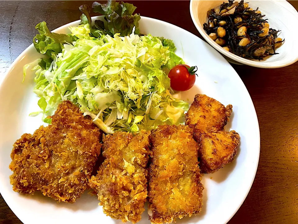 ヒレカツ&鶏むね唐揚げ&ひじきの煮物|単身赴任のっちさん