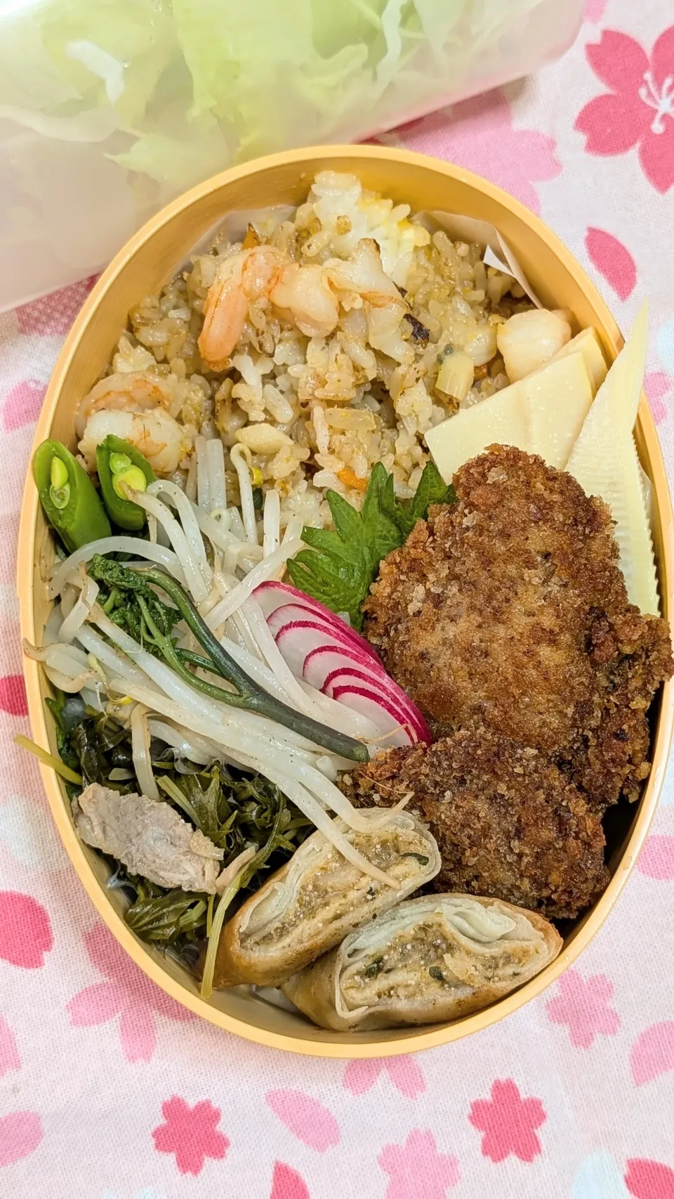 本日のお弁当〜炒飯とヒレカツ弁当|f.1125beさん