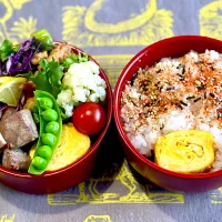 マグロハーブ焼き、豚肉生姜行き、卵焼き|めみさん