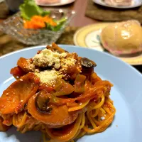 長男作パスタ