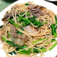 牛丼の具でパスタ♪|さだまめさん
