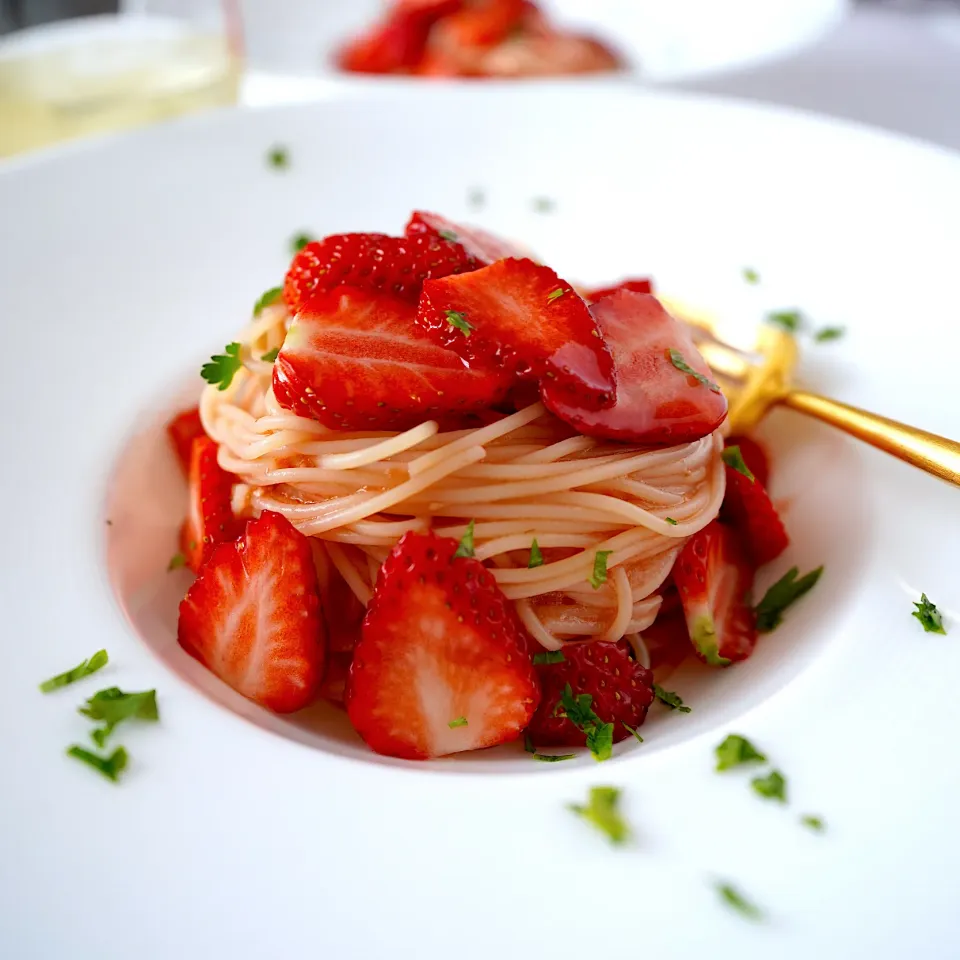 イチゴとトマトの冷製パスタ|てつやさん