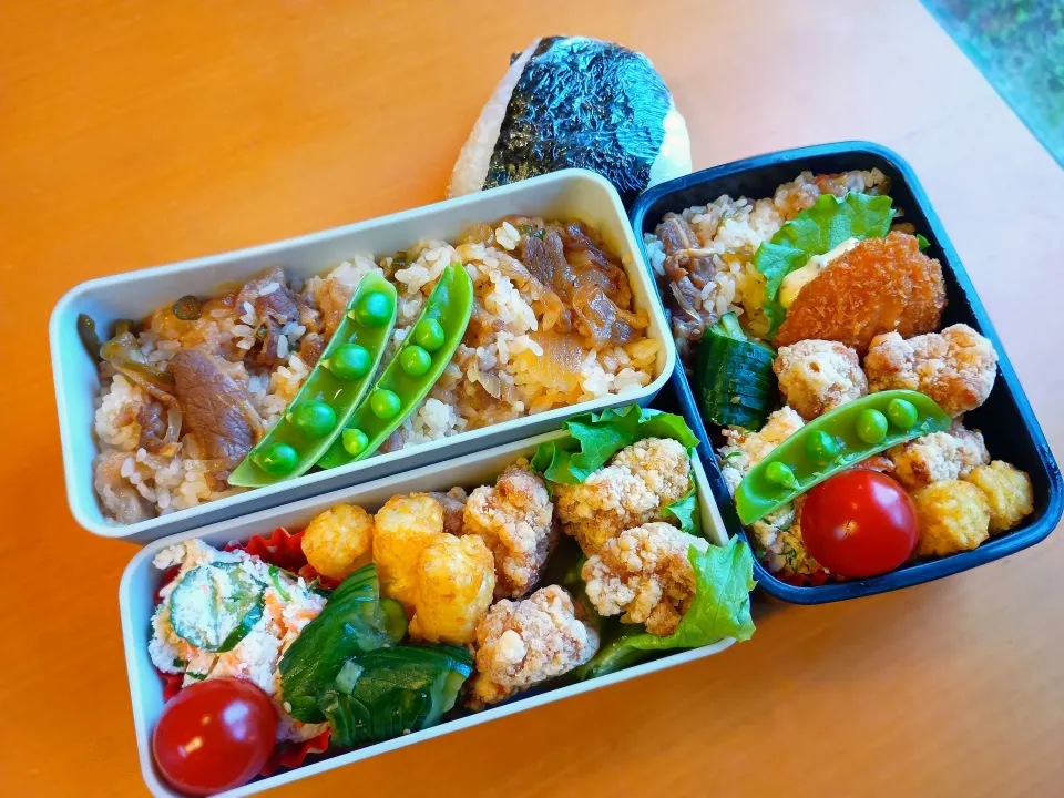 次男・私弁当&おにぎり🍙|tamagomagomagoさん