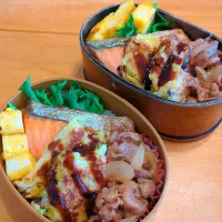 焼き鮭と昨日のお好み焼き弁当| さやかさん
