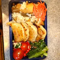 筍ご飯、ダンダダン餃子、小松菜しらす、しそツナトマトトリュフ塩和え弁当4/30| まりっぺ2025さん