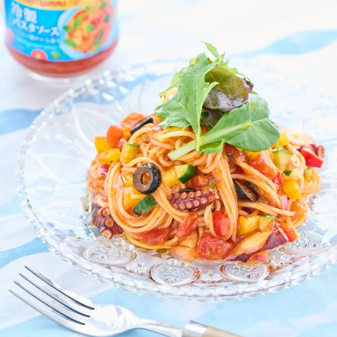 タコと彩り夏野菜の冷製トマトソースパスタ|カゴメ　アンナマンマさん