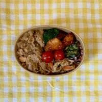 炊き込みご飯とヤンニョムチキン弁当|自炊始めたよんさん