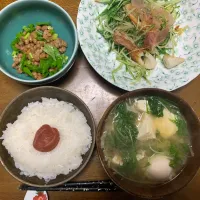 夕食　・水菜とハモちくわのごま油炒め|ATさん