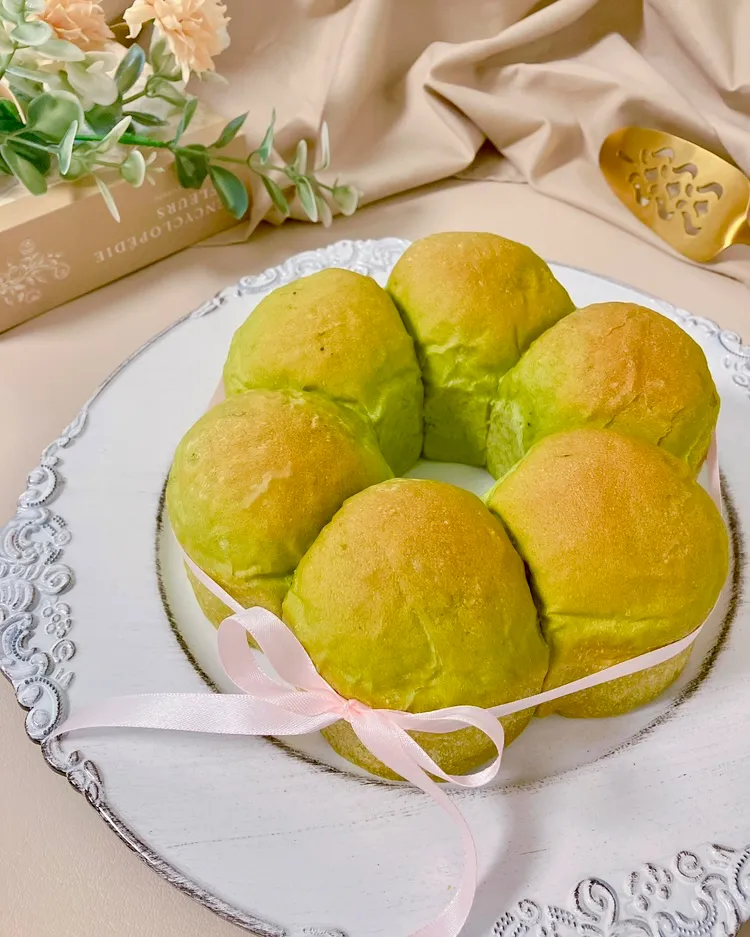抹茶と豆のお花シフォンパン|mai＊さん