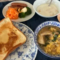4/29 ブランチ 葉玉ねぎと鶏胸肉のエバーエッグ合え|kittykittyさん