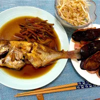 めばるの煮付け&茄子ベーコン挟み焼き&もやしのナムル|単身赴任のっちさん