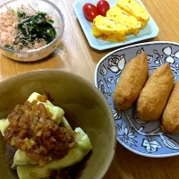 蒸し茄子といなり寿司|さおりさん