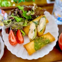 鶏ミンチの洋風春巻き