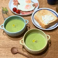 菜の花のポタージュと八朔パン