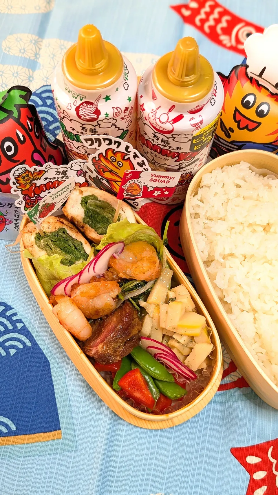 本日のお弁当〜鶏むね肉のくるくるレタス巻き弁当|f.1125beさん