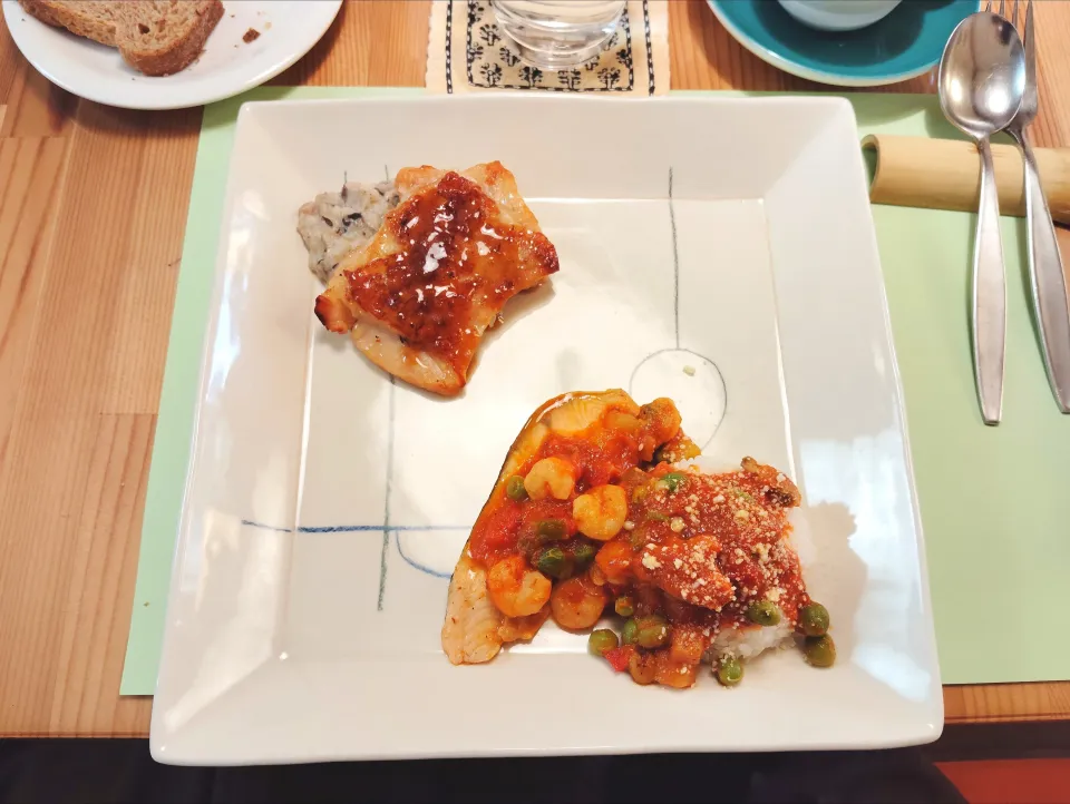 地中海リゾットとチキンのソテー|おじゃみさんさん