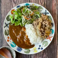 吉野家牛丼とカレーの豪華プレート🍛🐮|てんのすけさん