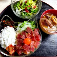 鮪のポキ 鴨と筍汁|こっぷさん