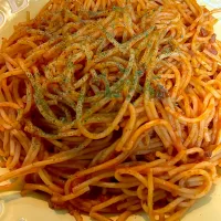 ミートソースパスタ。絡めちゃったけど😅|abekoさん