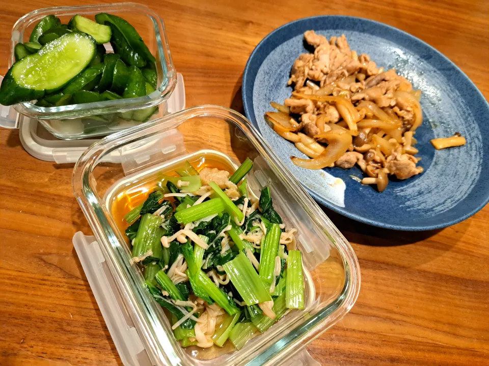 豚コマのしょうが炒め　小松菜えのきのおひたし|m aさん