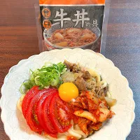 吉牛のキムトマピリ辛うどん|しえりママさん