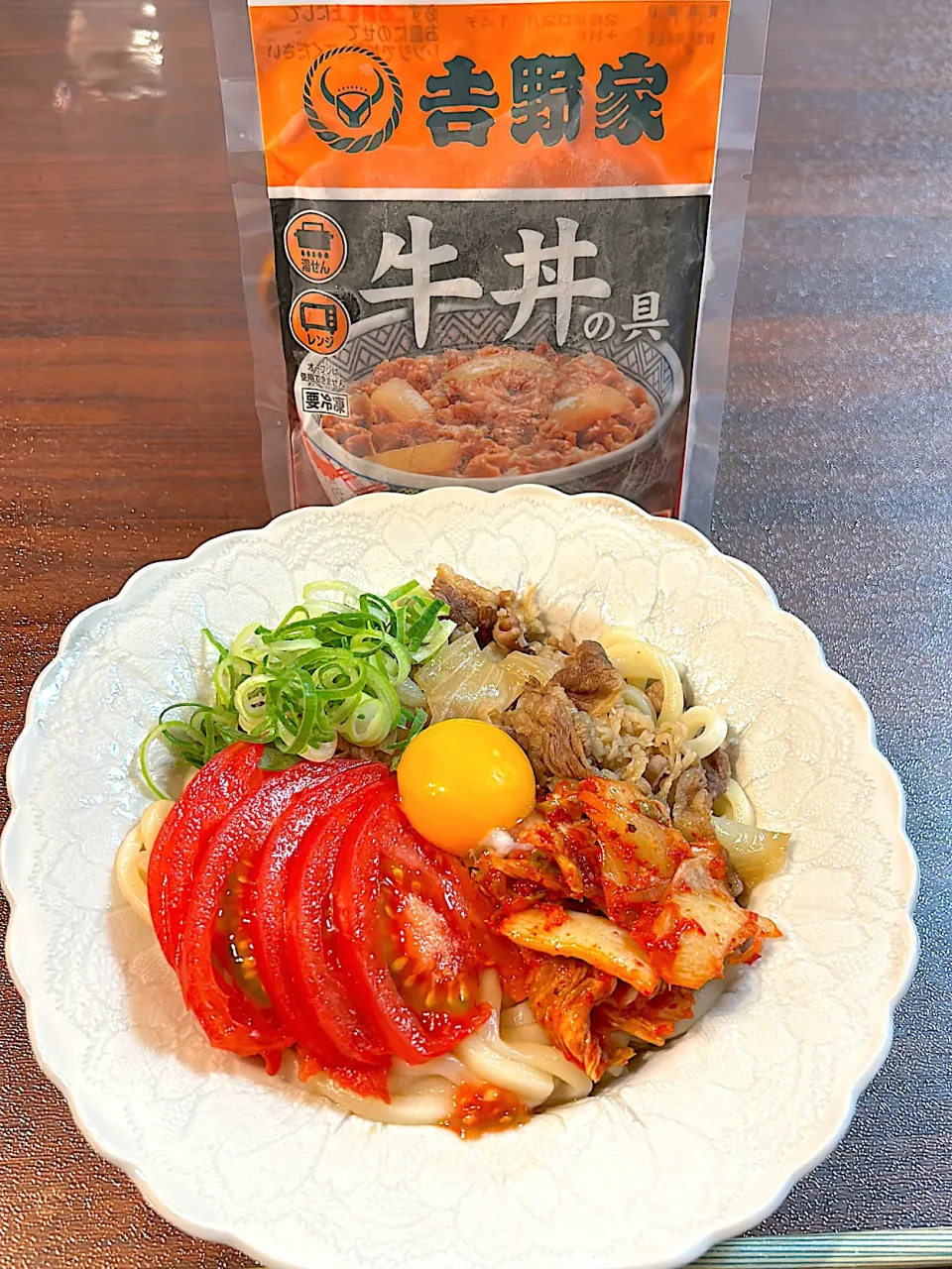 吉牛のキムトマピリ辛うどん|しえりママさん