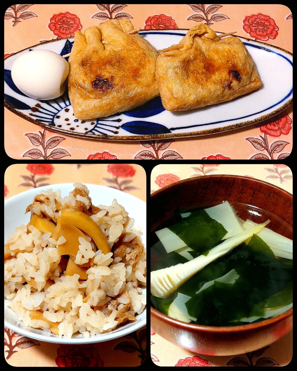 たけのこご飯で力尽きたお夕食😂|きつねさん