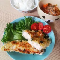 ささみのチーズ挟み焼き、ミネストローネスープ|ちゃいさん