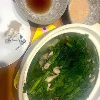 体があったまった♨️  #夕飯　春菊ポークきのこレタス鍋|ms903さん