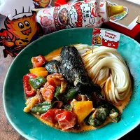 yummy!カラフル夏野菜の豆乳うどん| とんちんさん