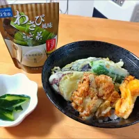 わさび風味昆布茶天丼とわさび風味昆布あ浅漬|ゆきりんさん